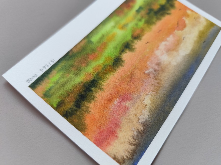 Therapy 365 – No. 15/365 Original watercolor – small artwork, 10×15 cm, Mon’Bark