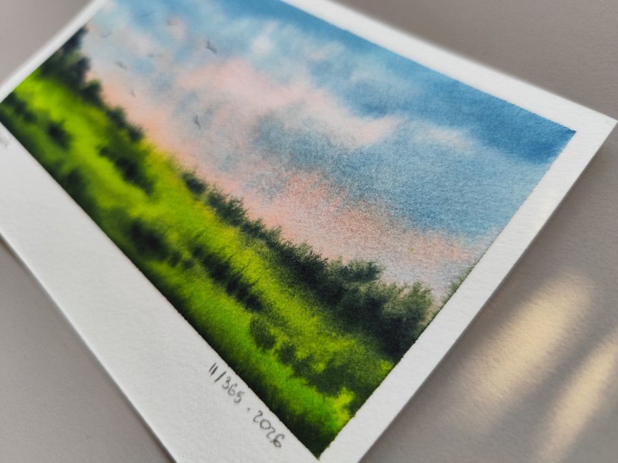 „Terapija 365“ · mažo formato originali akvarelė · 11/365