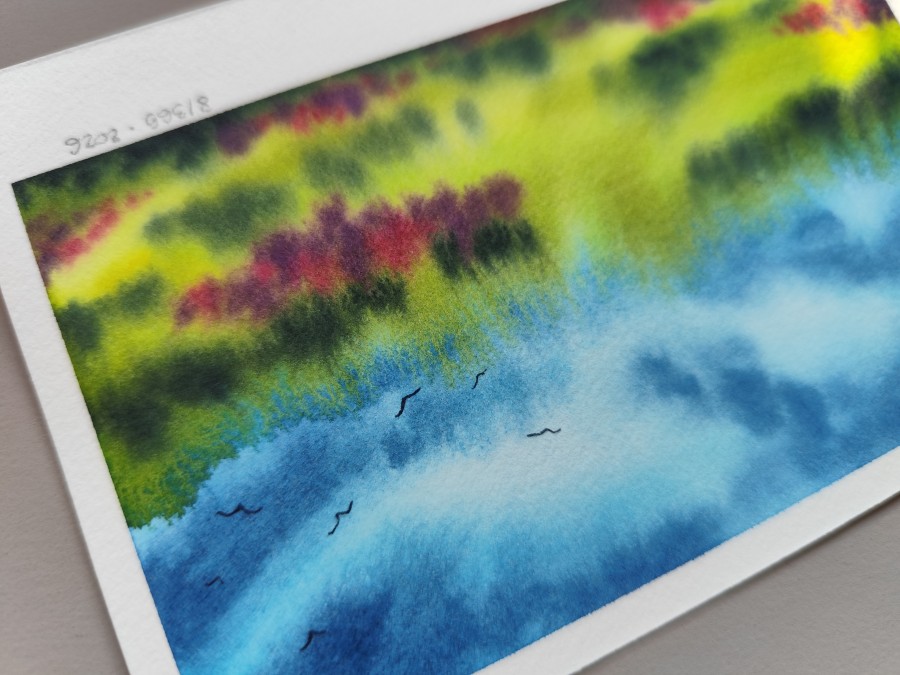 Therapy 365 – No. 8/365 Original watercolor – small artwork, 10×15 cm, Mon’Bark