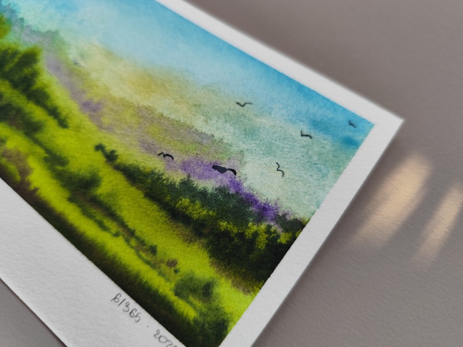 Therapy 365 – No. 6/365 Original watercolor – small artwork, 10×15 cm, Mon’Bark