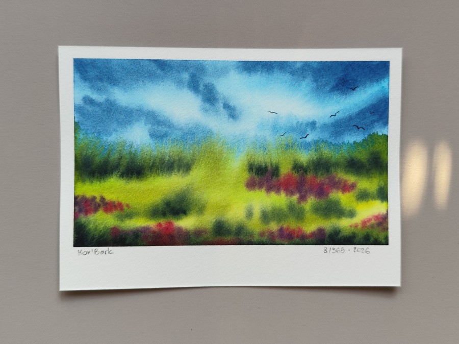 Therapy 365 – No. 8/365 Original watercolor – small artwork, 10×15 cm, Mon’Bark