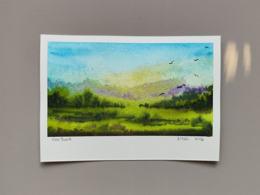 Therapy 365 – No. 6/365 Original watercolor – small artwork, 10×15 cm, Mon’Bark