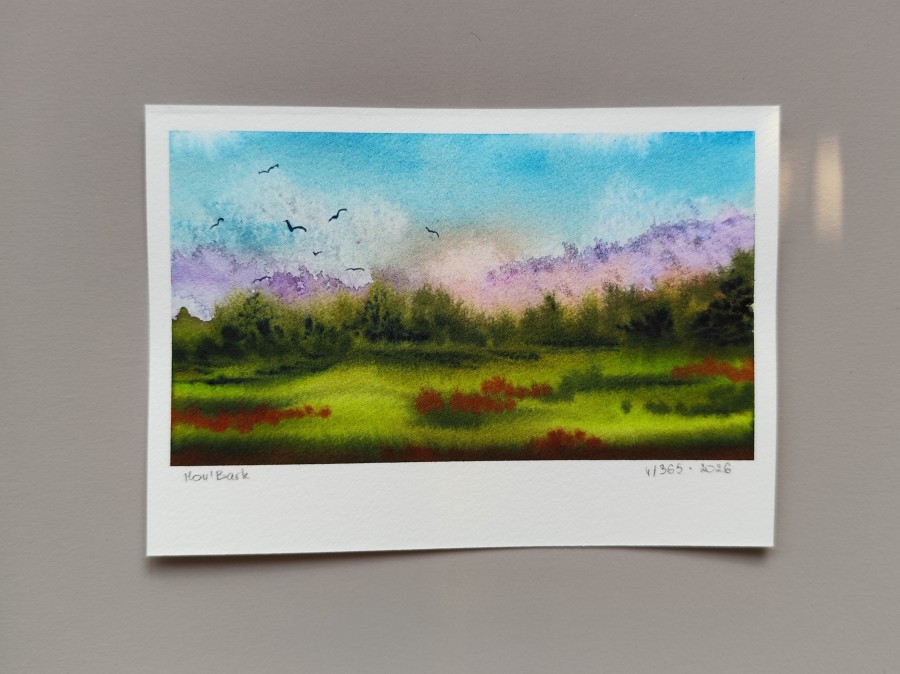 Therapy 365 – No. 4/365 Original watercolor – small artwork, 10×15 cm, Mon’Bark