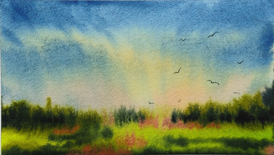 Therapy 365 – No. 12/365 Original watercolor – small artwork, 10×15 cm, Mon’Bark