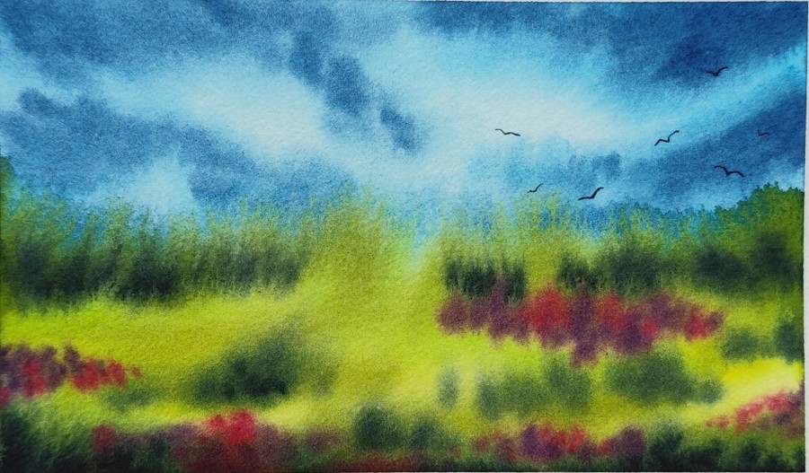 Therapy 365 – No. 8/365 Original watercolor – small artwork, 10×15 cm, Mon’Bark