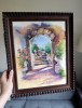 GOLDEN HOUR – Original Watercolor Painting | Mediterranean Arch & Sunlit Steps (Framed)