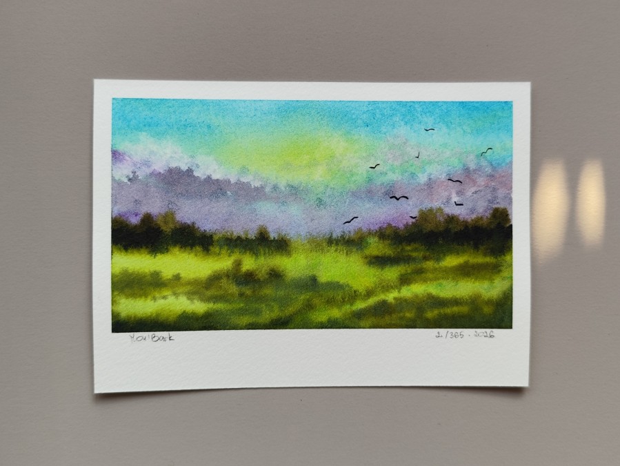  Therapy 365 – No. 2/365 Original watercolor – small artwork, 10×15 cm, Mon’Bark