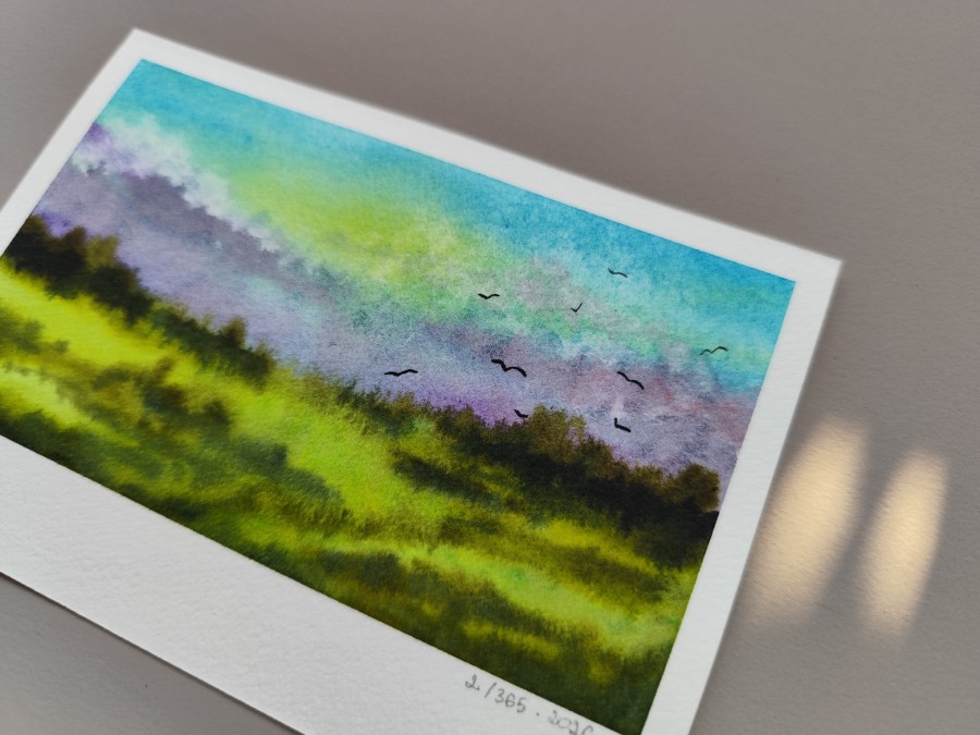  Therapy 365 – No. 2/365 Original watercolor – small artwork, 10×15 cm, Mon’Bark