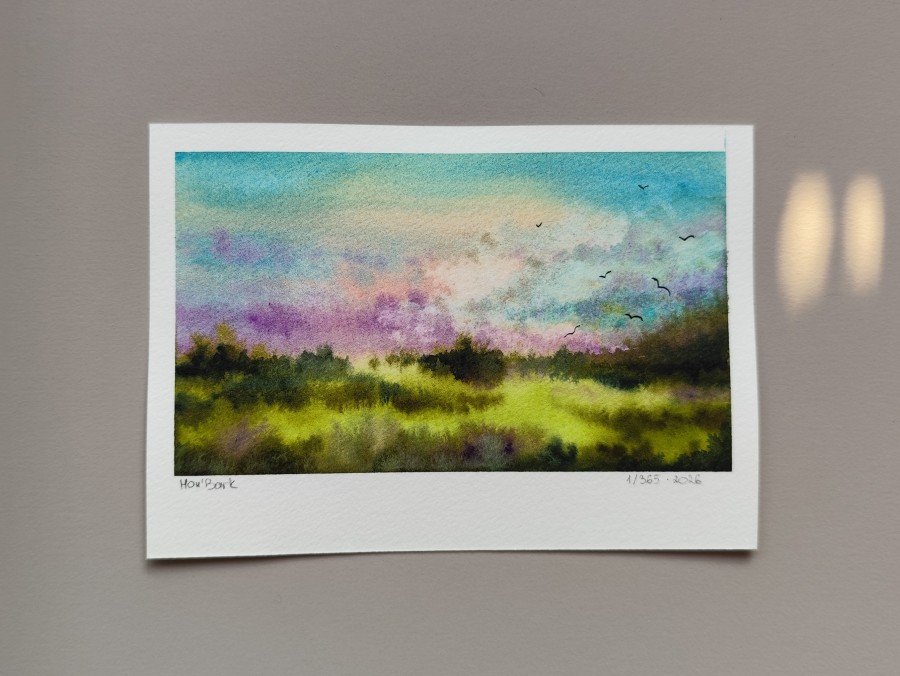 Therapy 365 – No. 1/365 Original watercolor – small artwork, 10×15 cm, Mon’Bark