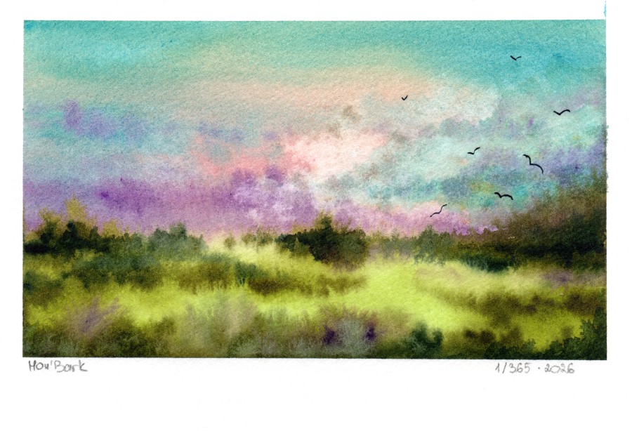 Therapy 365 – No. 1/365 Original watercolor – small artwork, 10×15 cm, Mon’Bark