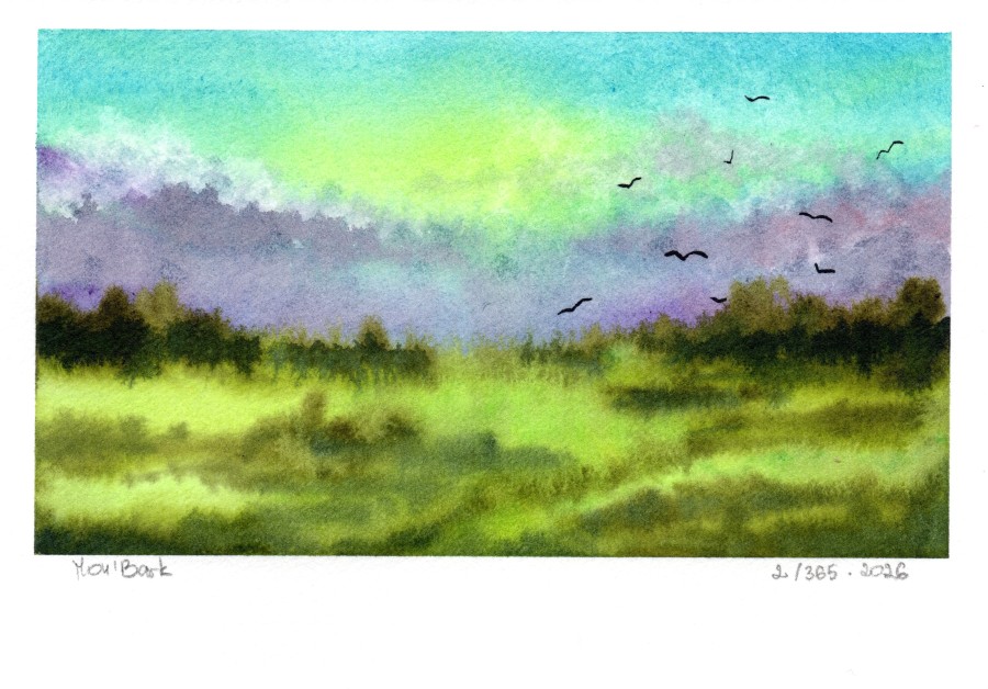  Therapy 365 – No. 2/365 Original watercolor – small artwork, 10×15 cm, Mon’Bark