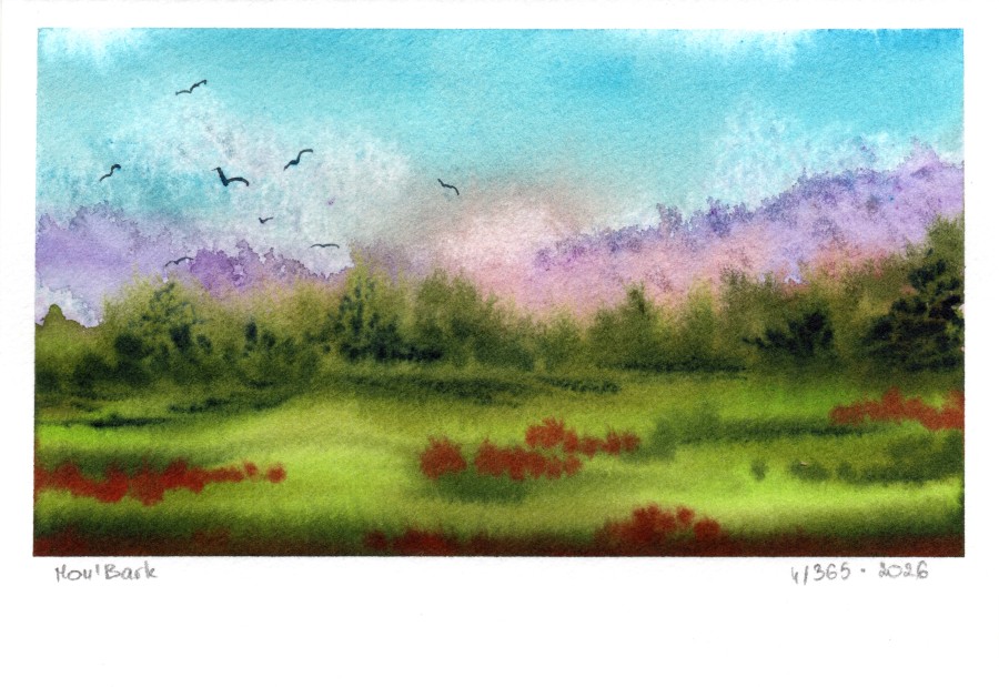 Therapy 365 – No. 4/365 Original watercolor – small artwork, 10×15 cm, Mon’Bark