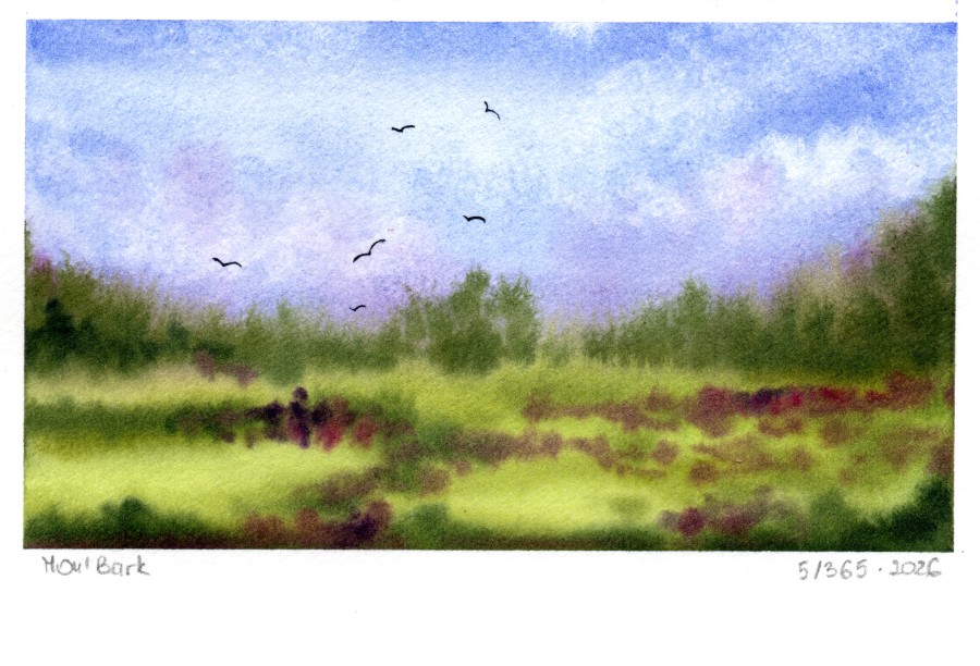 Therapy 365 – No. 5/365 Original watercolor – small artwork, 10×15 cm, Mon’Bark