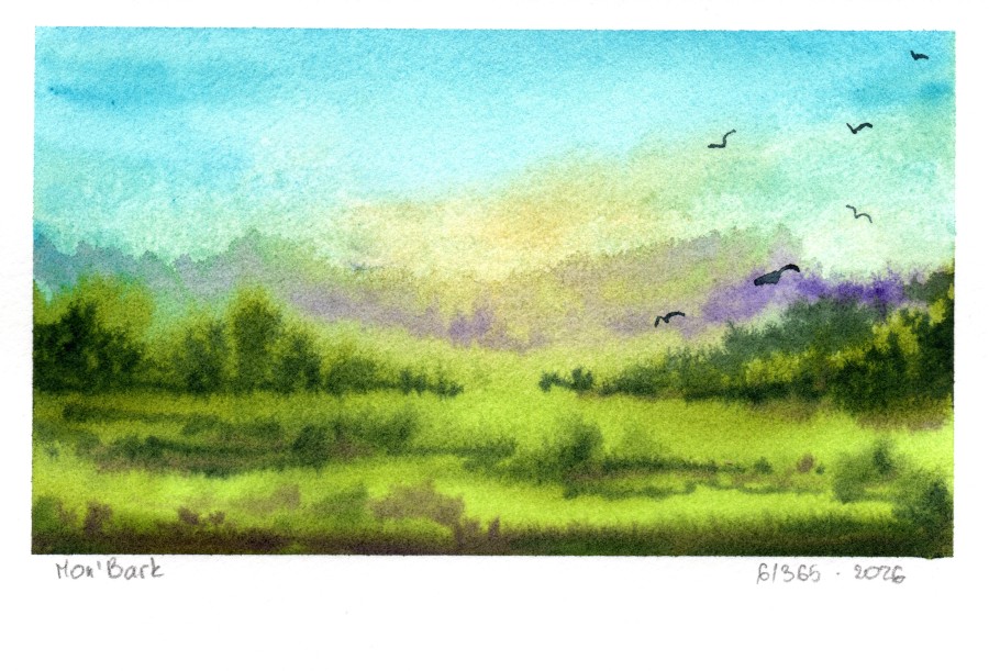 Therapy 365 – No. 6/365 Original watercolor – small artwork, 10×15 cm, Mon’Bark